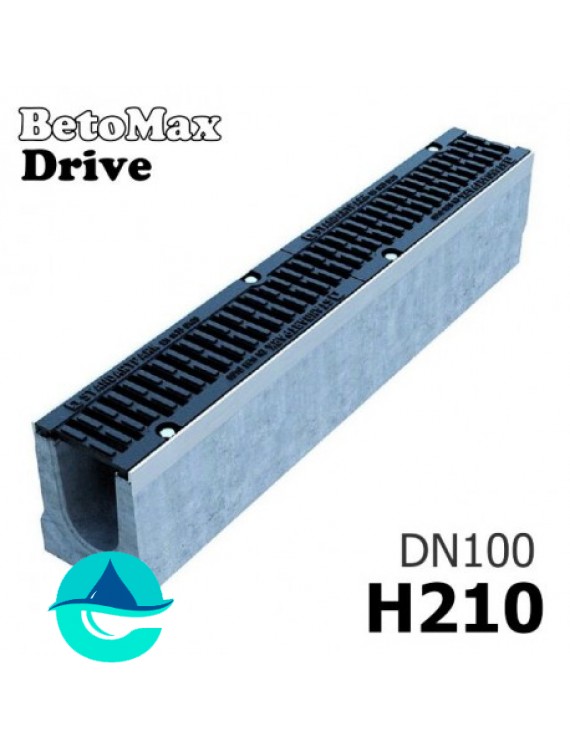 BetoMax Drive ЛВ-10.16.21-Б лоток бетонный водоотводный с решеткой чугунной щелевой ВЧ-50 кл. D